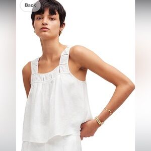 Madewell Kyra Embroidered White Linen Tank Top